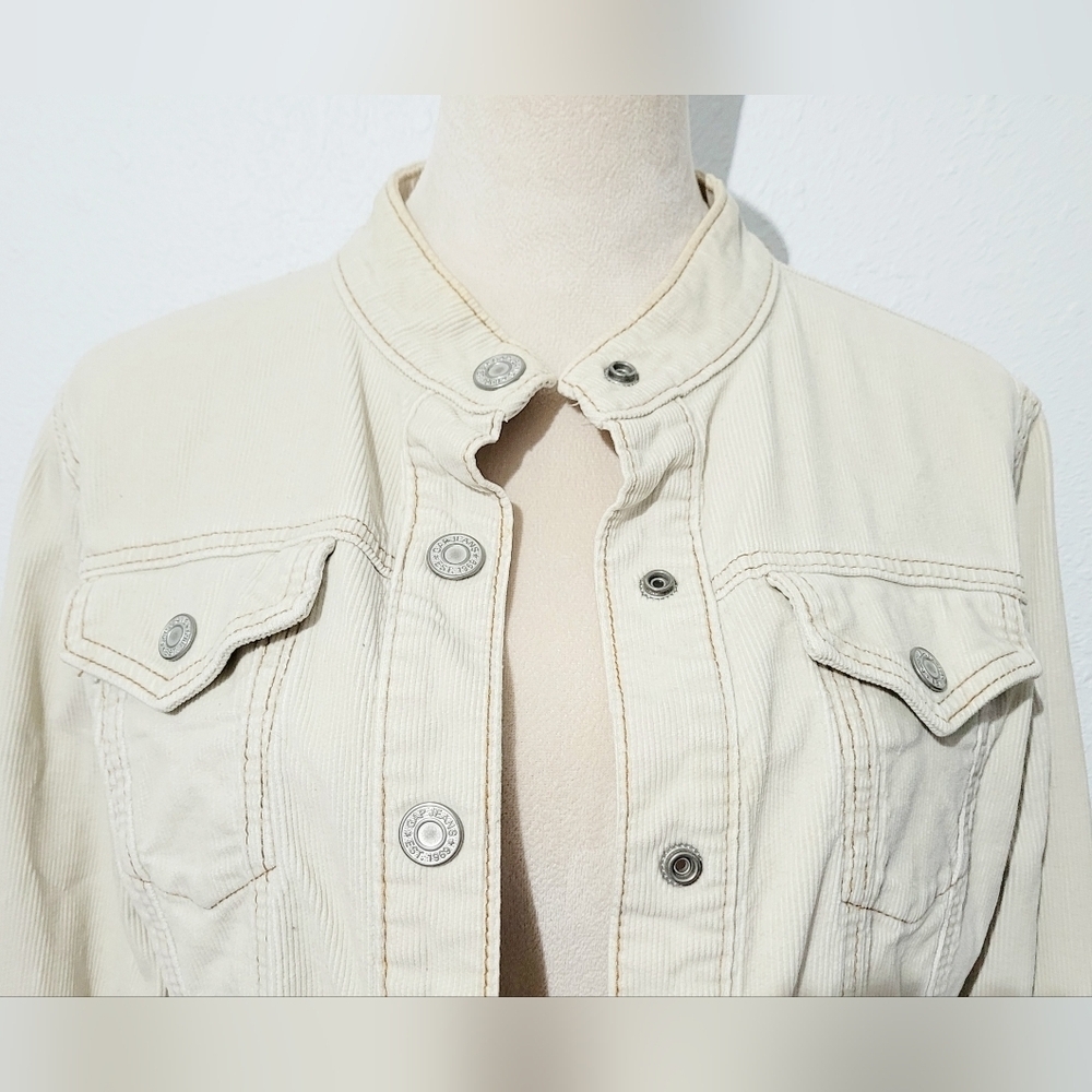 GAP Stretch Corduroy Jacket Women’s Size Medium Tan Button Front - Picture 4 of 10